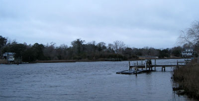 Hawkins Creek in Swansboro is showing signs of years if abuse from stormwater runoff. Photo: Frank Tursi