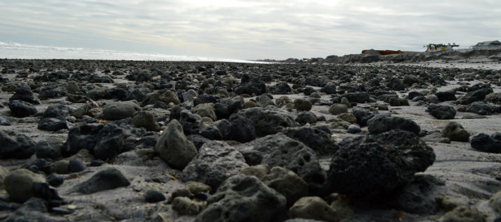 Rocks of various sizes litter a portion of beach at North Topsail Beach. Photo: Mike Giles
