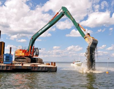 An oyster restoration project in Pamlico Sound came at a good time for contractors.