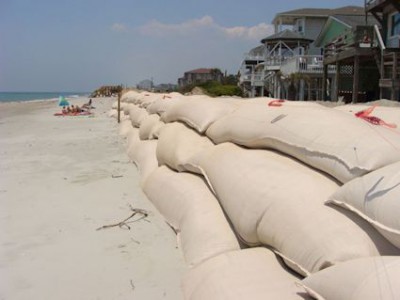 Sandbag walls will be easier to build along N.C. beaches under a bill the legislature is considering. Photo: Gary Lazorik, Coastal Care