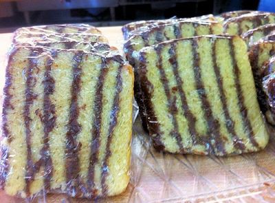 This cellophane-wrapped seven-layer was on the counter of a little country store in Whiteville. SUch homemade desserts used to be common in country stores across Eastern North Carolina. Photo: LIz Biro