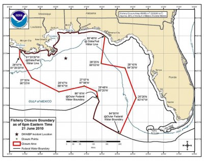 Maximum area of federal waters closed to fishing after the Deepwater Horizon oil spill, 2010