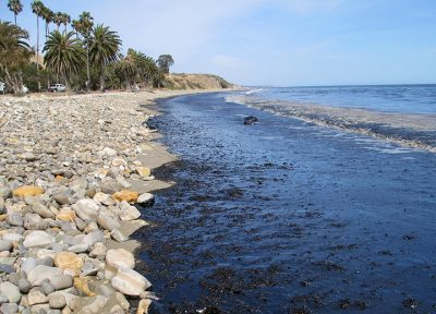 Oil on the beach at Refugio State Park in Santa Barbara, Calif., on May 19. Photo: U.S. Coast Guard 