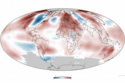 Average temperature in 2014 compared to the 1981-2010 average. Image: NOAA Climate.gov