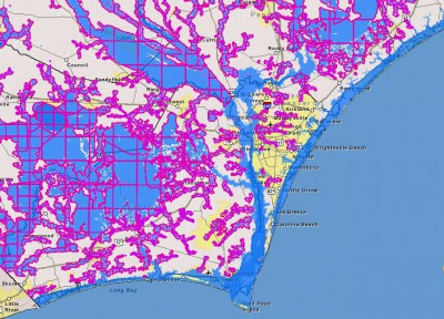 Floodplain mapping for Wilmington shows flood  zones, flood probability and modeling. Map: U.S. Flood Risk Information System