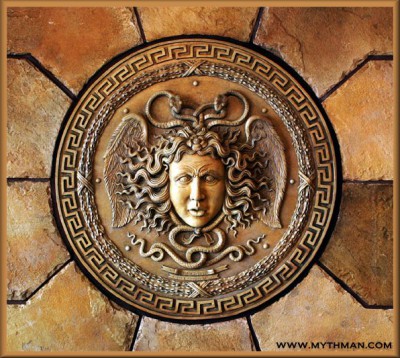 Medusa of Greek mythology was a Gorgon, a monster said to have the face of a hideous human female with snakes in place of hair. Looking directly at her would immediately turn you into stone. Photo: mythman.com