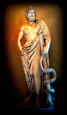 The Rod of Aesculapius with its entwined serpent was originally the symbol of Asclepius, the mythical Greek physician and later the god of medicine and healing.  The staff is used as a symbol of the medical profession.