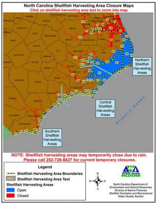 Shellfish Sanitation provides online maps of current closures. 