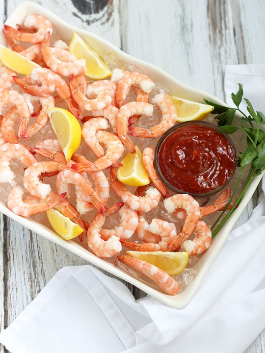 Shrimp cocktail is typically served as an appetizer with a cocktail dipping sauce. Photo: Amy Brinkley