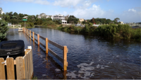 Water flooded the streets of Ocracoke. Photo: NCDOT