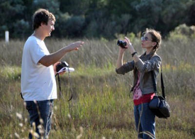 Two of the Russian activists tour North River Farms in eastern Carteret County. Photo: N.C. Coastal Federation