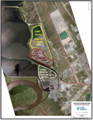 Shown are the coal-ash ponds at Duke Energys L.V. Sutton plant. Photo: Duke Energy