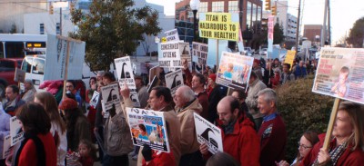 Opponents organize a protest against Titan America's planned cement plant near Wilmington. Photo: N.C. Coastal Federation