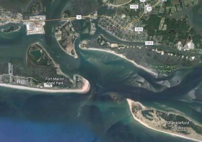 Shoaling in Beaufort Inlet has reduced the channel depth from 45 feet to 37 feet. 