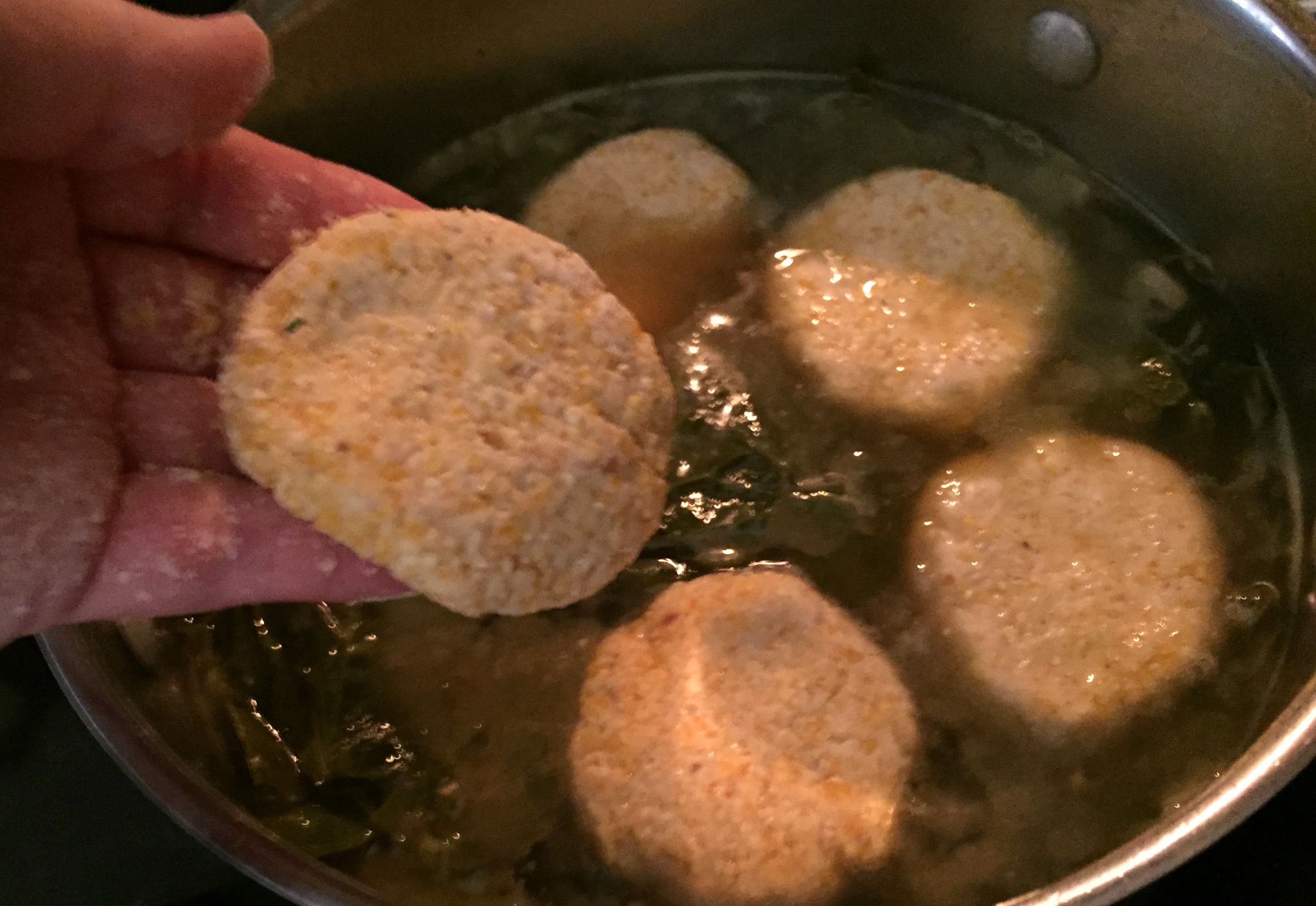 Whether you shape cornmeal dumplings by hand or slice them, they should be about 2 inches in diameter and about 1/2 to 1 inch thick but no more than 2 inches. Photo: Liz Biro