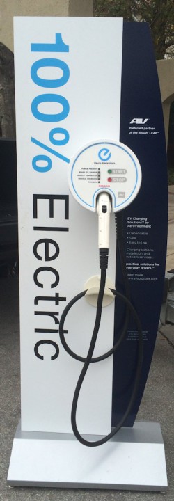 Here is an example of a charging station designed for the Nissan LEAF. Photo: Mark Hibbs