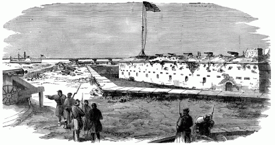 Fort Macon as it appeared the day after its surrender on April 25, 1862. Image: Frank Leslie Famous Leaders and Battle Scenes of the Civil War