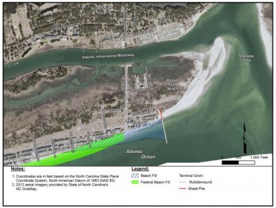 Ocean Isle Beach officials say the planned terminal groin would eliminate long-term erosion damage to existing development on the east end of town. Image: Corps of Engineers