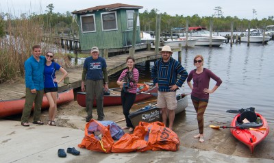 Volunteers pick up trash along Chaney Creek in Jacksonville. Photo; White Oak-New Riverkeeper Alliance