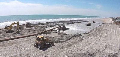 A beach re-nourishment project widen the beach at North Topsail in 2015. Photo: North Topsail Beach