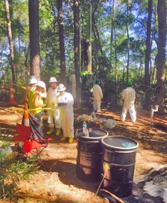 Contractors test for creosote contamination in Navassa. Photo: Greenfield Environmental Multistate Trust