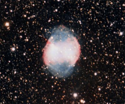 M27, the Dumbbell Nebula, is about 1,300 light years away. Photo: Gerry Lebing