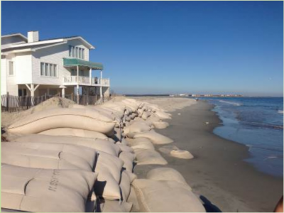 Sandbags are shown at a house on the eastern portion of Ocean Isle Beach in this image from Oct. 23, 2013. Photo: Army Corps of Engineers