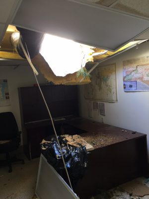 Tyrrell County's Department of Social Services building shows damage from Hurricane Matthew. Contributed photo by David Clegg