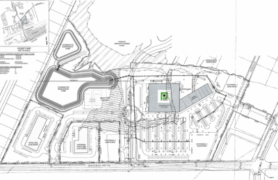 The developer plans to build about 62,200 square feet of commercial and retail space including a grocery store, a restaurant and additional retail shops. Four outparcels are also planned. Source: Army Corps of Engineers