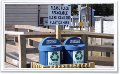 Recycling materials receptacles are placed at parks in Morehead City. Photo: Morehead City Public Works