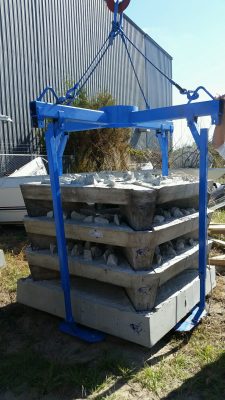 The wave attenuator is made of three-layer units of stacked concrete with natural rock embedded in it. Photo: North Carolina Department of Transportation