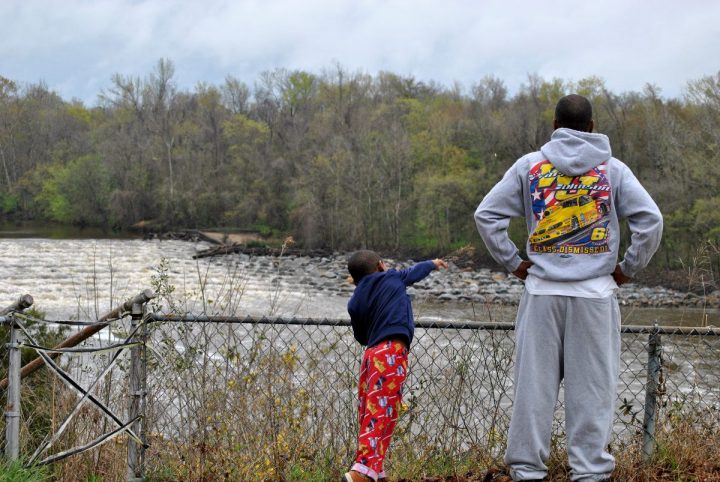 Boulders spread across the Cape Fear River at Lock and Dam No. 1 make a watery pathway that’s attracting not only fish but onlookers. Photo: Hannah Miller