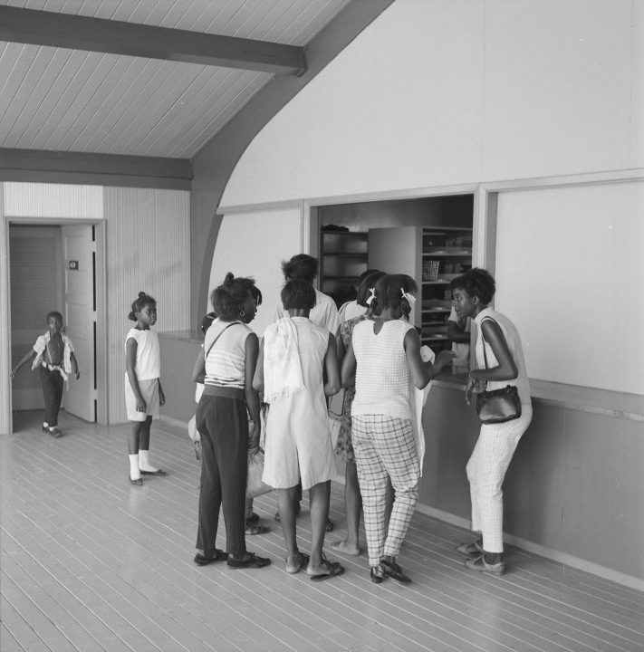 Visitors gather in the bathhouse at Hammocks Beach State Park in 1968. Photo: North Carolina Division of Parks and Recreation
