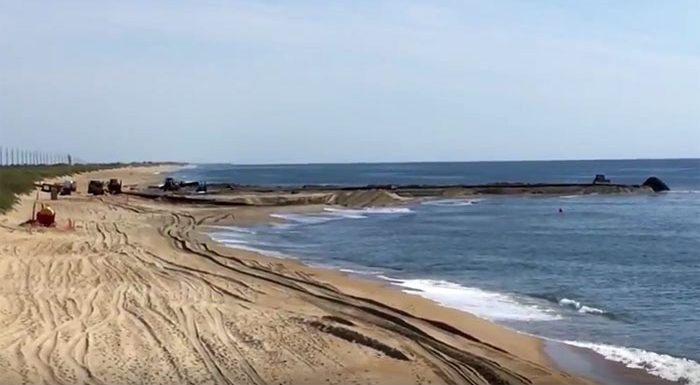 A past Buxton Beach Nourishment Project underway. Photo: Cape Hatteras Motel