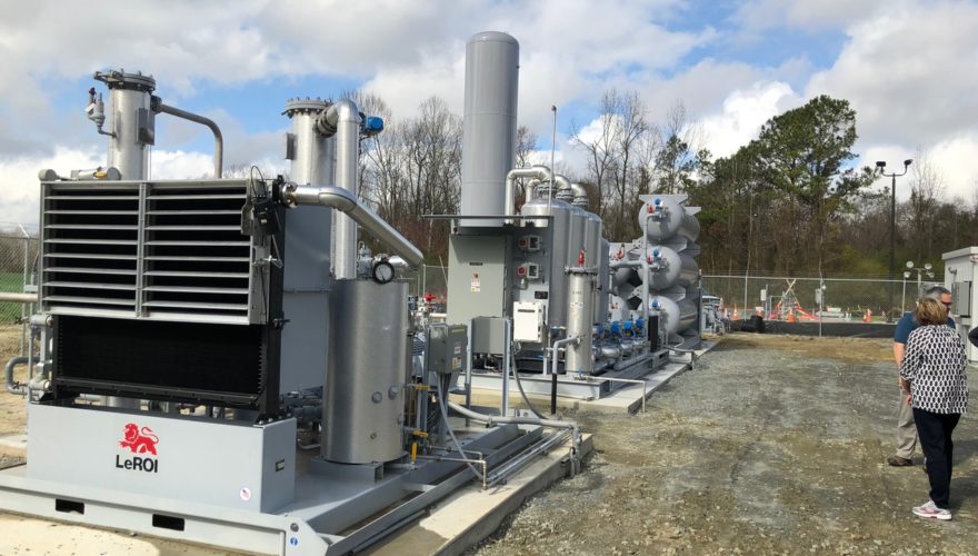 The Algin RNG biogas project in Duplin County will convert methane from nearby hog farms that is piped to the refinery in Kenansville shown in this 2018 Duke Energy photo for conversion to natural gas for use generating electricity.