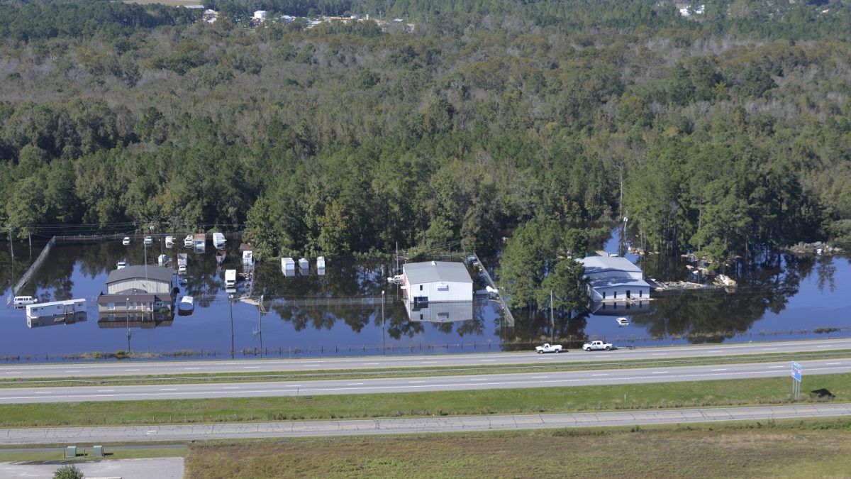 North Carolina National Guard UH-60 Blackhawk Helicopters fly over flooded areas of eastern N.C. after Hurricane Matthew. Photo: U.S. Army National Guard Capt. Michael Wilber