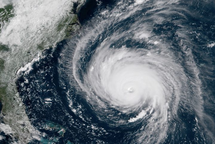 Hurricane Florence made landfall near Wrightsville Beach at 7:15 a.m. Sept. 14, 2018, as a Category 1 storm. The GOES East satellite captured this geocolor image of the massive storm at 7:45 a.m. ET, shortly after it moved ashore. Photo: NOAA 