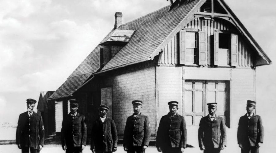 The Pea Island Life-Saving Station with Capt. Richard Etheridge, left, and his crew in 1896. Photo: US Coast Guard