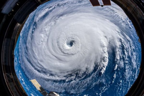 Panoramic view of Hurricane Florence Sept. 10, 2018, when the hurricane was at Category 4 strength as captured by International Space Station Astronaut Alexander Gerst.