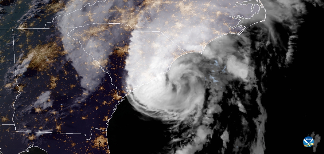 Hurricane Isaias at 9 p.m. Aug. 3, 2020, over the East Coast. Photo: NOAA