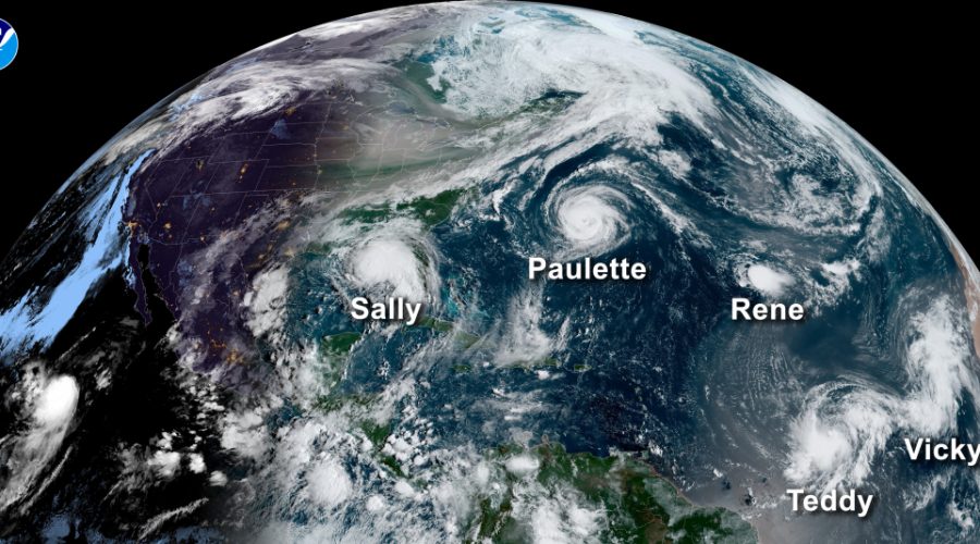 Five named storms during the 2020 Atlantic hurricane season. Image: NOAA