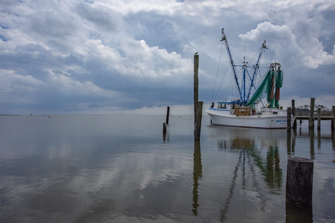 The trawler Miss Katlyn is docked at the Oyster Creek boat ramp in 2021 in Davis in Carteret County. Photo: Dylan Ray