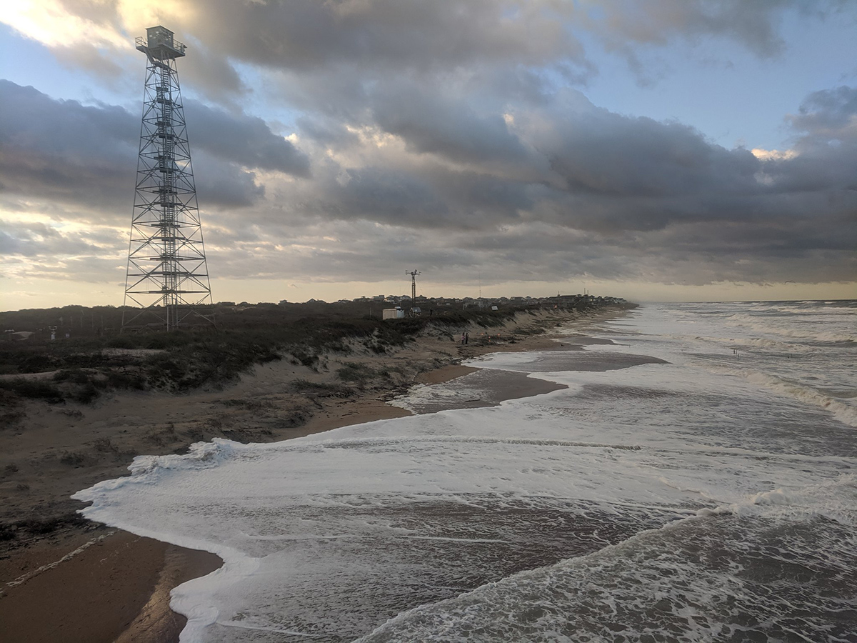 Waves reach the dunes on the Outer Banks in October 2019. Photo: DUNEX