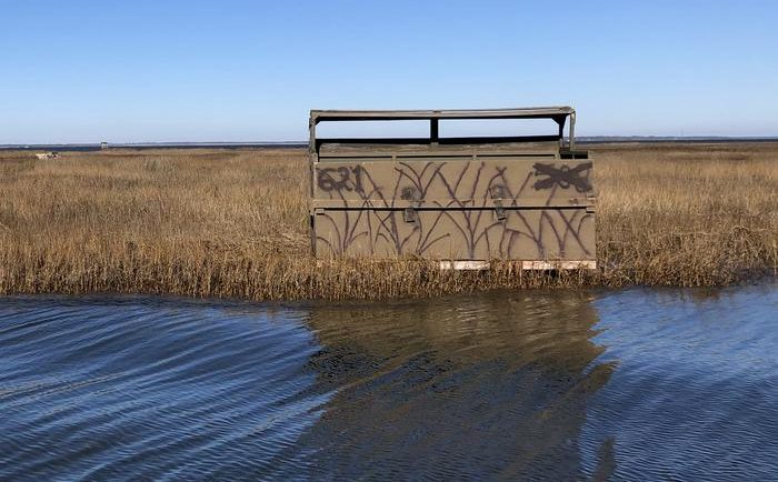 A duck blind in the marsh. Photo: National Park Service