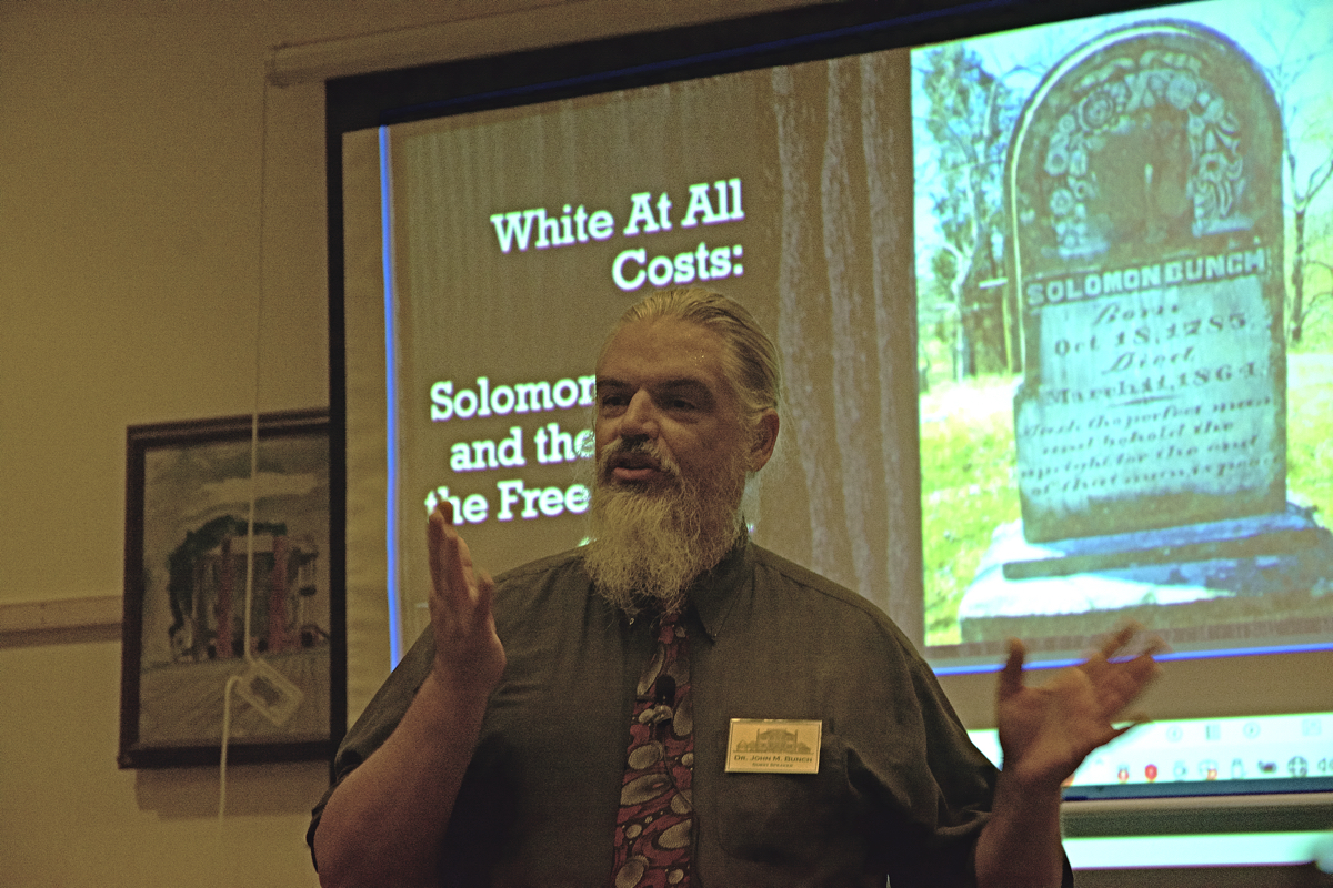 John Bunch discusses his genealogical discoveries Saturday during a family history event at Hope Plantation. Photo: Kip Tabb