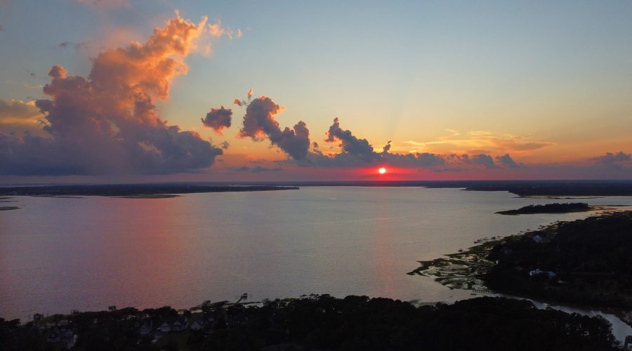 The sun sets over the Newport River in between Beaufort and Morehead City in Carteret County. Photo: Dylan Ray