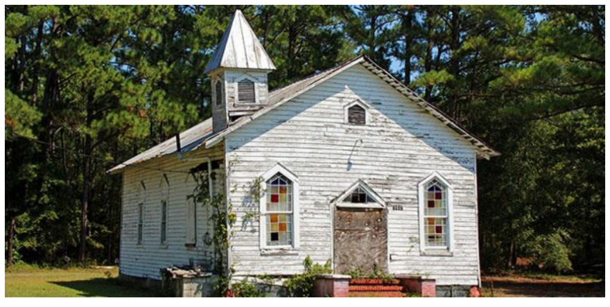 Photograph: Historic Reaves Chapel A.M.E. Church in Navassa, a  Gullah Geechee heritage site in active preservation. Photo: Brunswick County NAACP 