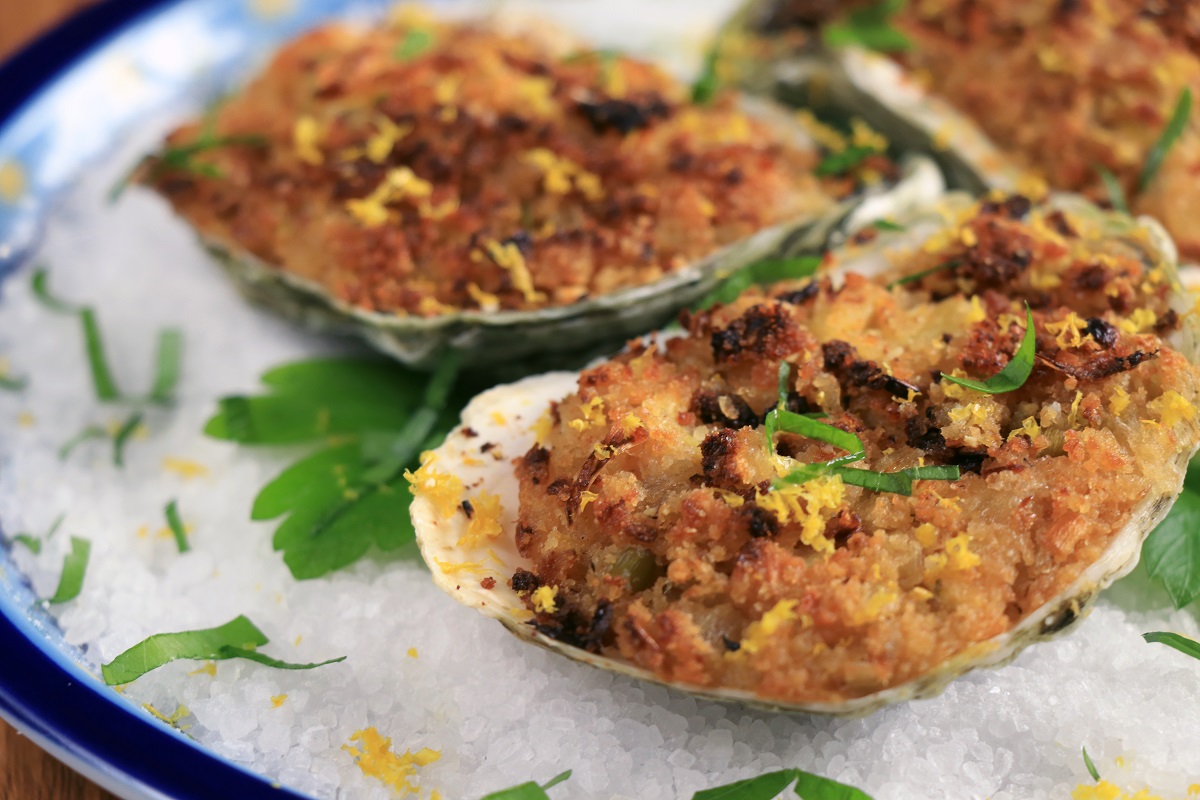 Baked oysters. Photo: NOAA Fisheries, Heather Soulen 