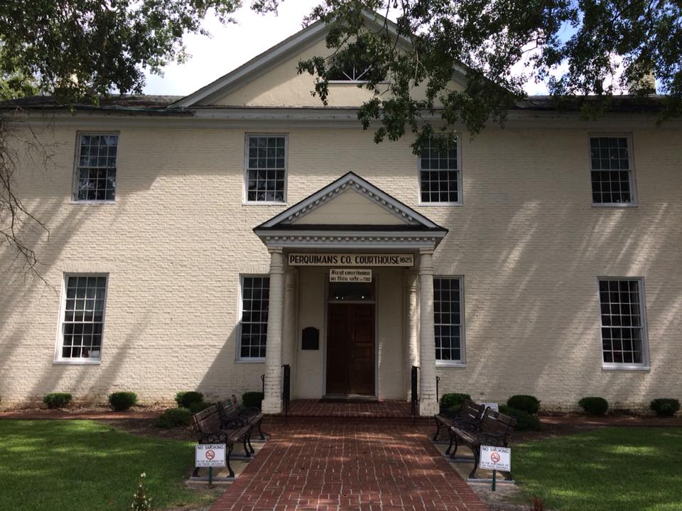 The Perquimans County Courthouse, shown here, was  built in 1824. Photo: Susan Rodriguez