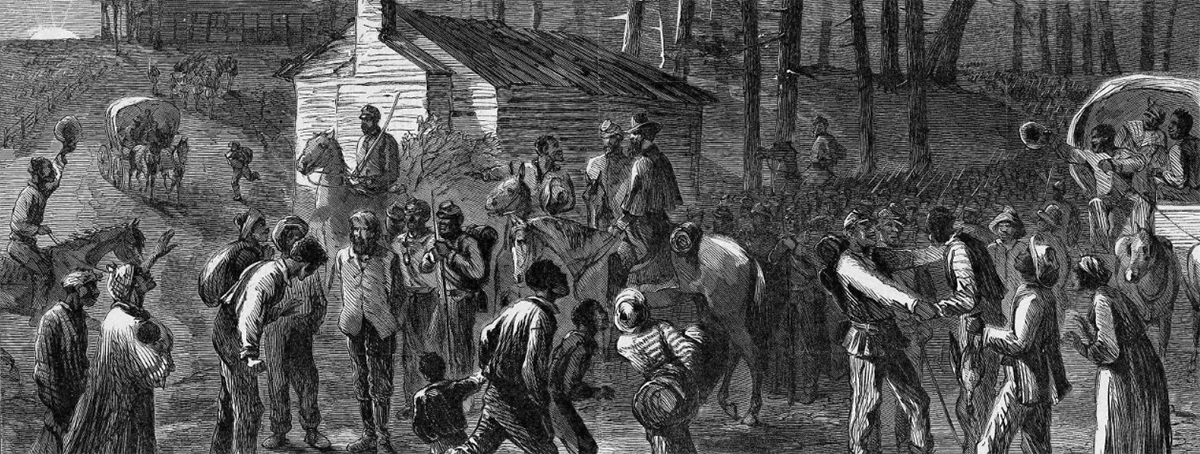 Gen. Wild's Black troops liberate enslaved people from the Terrebee plantation in North Carolina, as depicted in this illustration from Harper's Weekly, Jan. 23, 1864. 